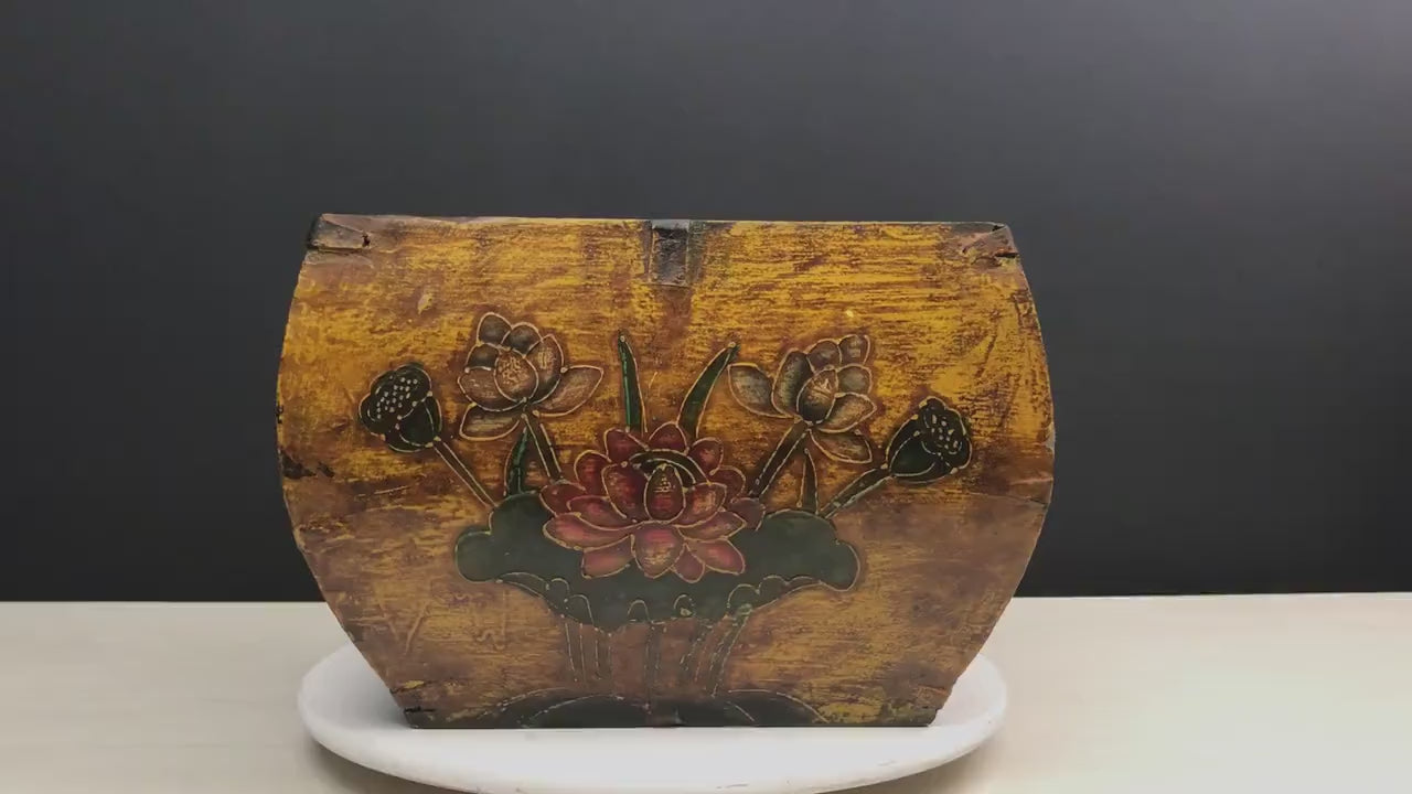 Chinese Antique Rice Bucket | Blanket Basket or Towel Basket | Vintage Home Decor