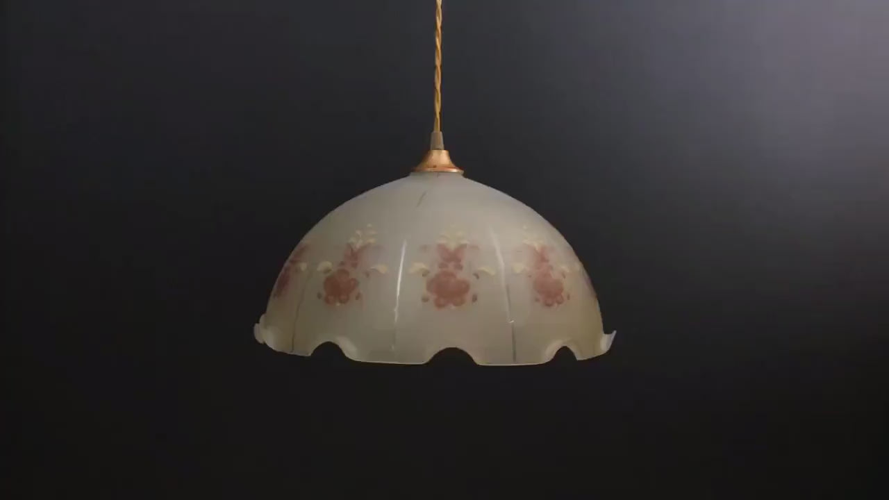 Vintage Glass Pendant Light | Vintage Lighting Fixture | Vintage Home Decor