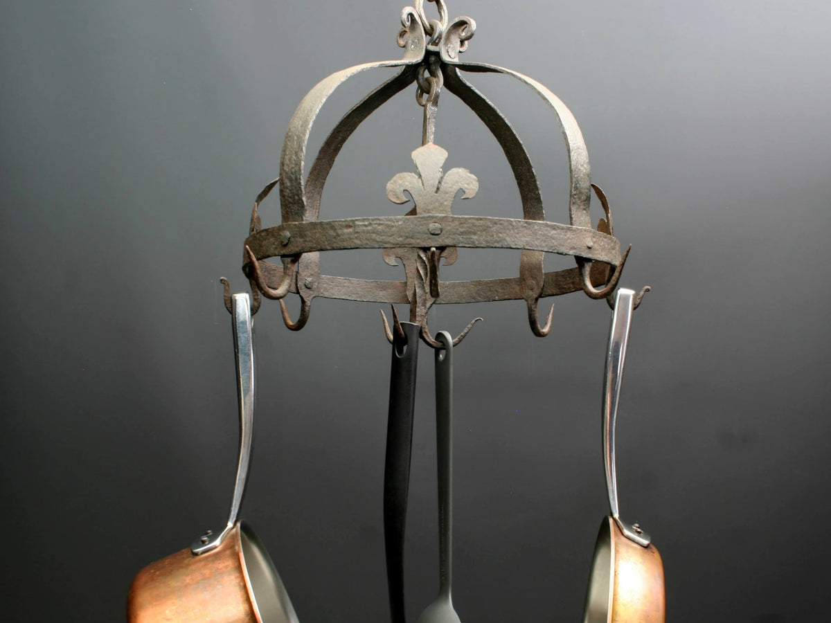 Hand Forged Iron Pot Rack - French Metro Antiques