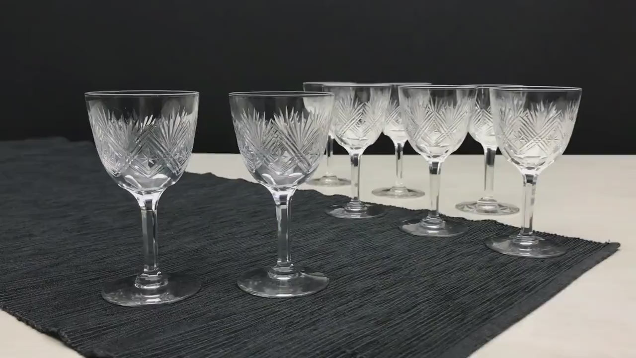 Cut Crystal Glasses Set of 8, Napoleon 3 | Liquor Glasses,Whiskey Glasses | Barware Set