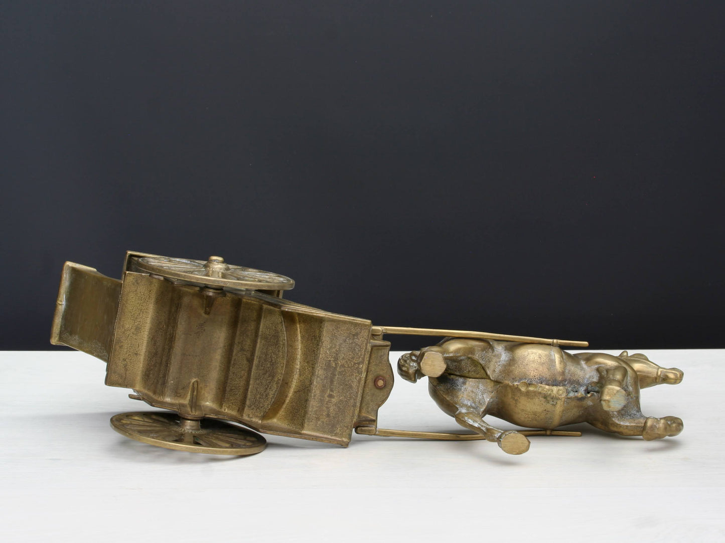 Horse and Carriage Brass Figurine