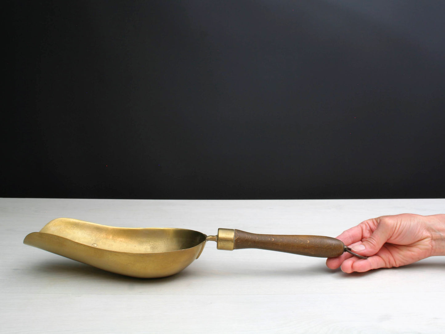 Large Vintage Brass Scoop