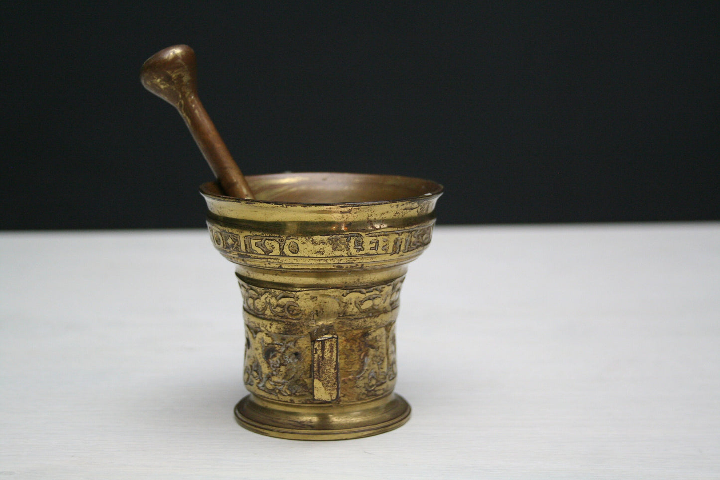 Antique Pharmacy-Mortar and Pestle-Fireplace Decor-Kitchen Decor-Unique Gift Ideas-Farmhouse Decor-Vintage Decor-Mortar Pestle-Brass Decor
