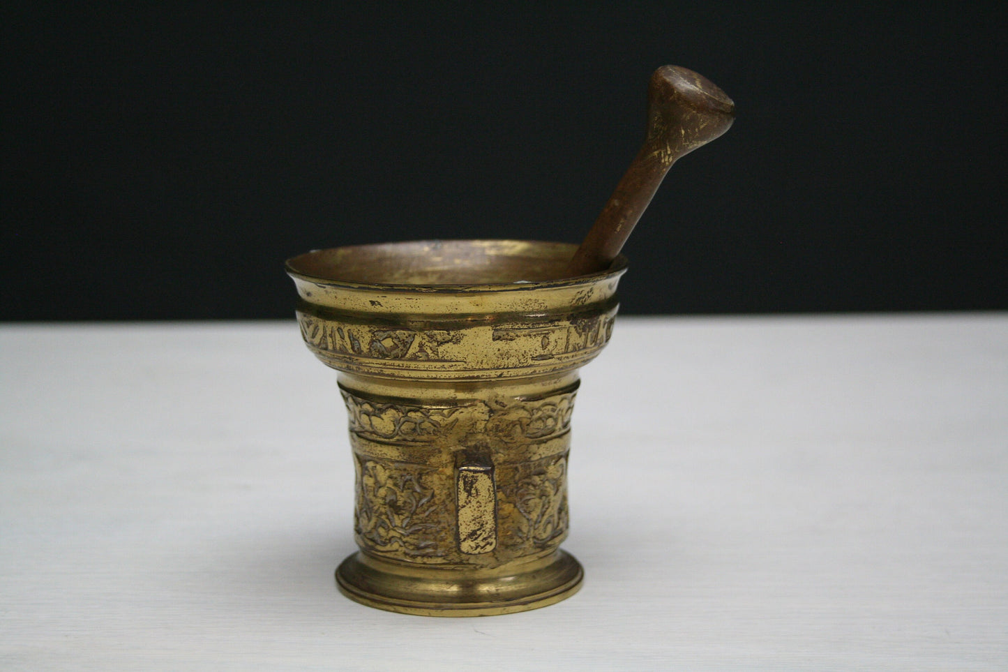 Antique Pharmacy-Mortar and Pestle-Fireplace Decor-Kitchen Decor-Unique Gift Ideas-Farmhouse Decor-Vintage Decor-Mortar Pestle-Brass Decor