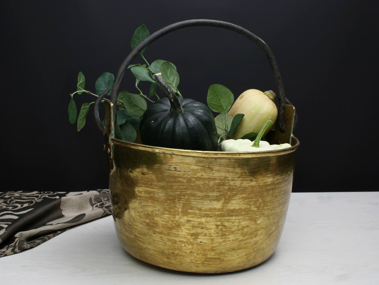 Brass Kettle-Antique Primitive-Rustic Decor-Brass Planter-French Country Style-Hanging Planter-Farmhouse Decor-Design Inspiration-Deals