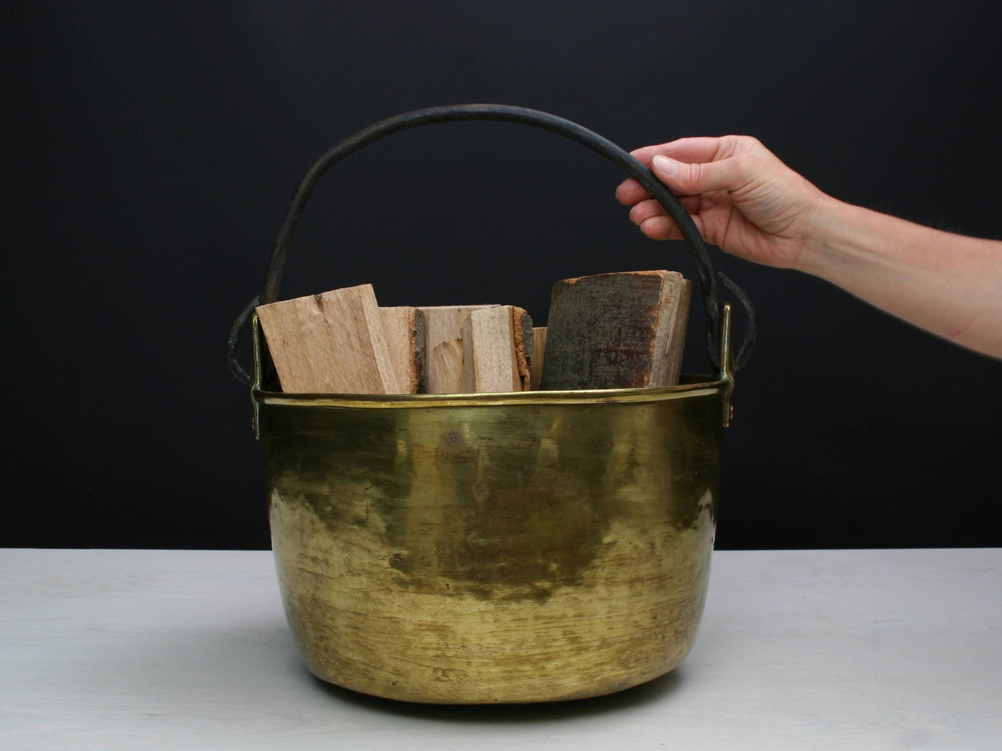 Brass Kettle-Antique Primitive-Rustic Decor-Brass Planter-French Country Style-Hanging Planter-Farmhouse Decor-Design Inspiration-Deals
