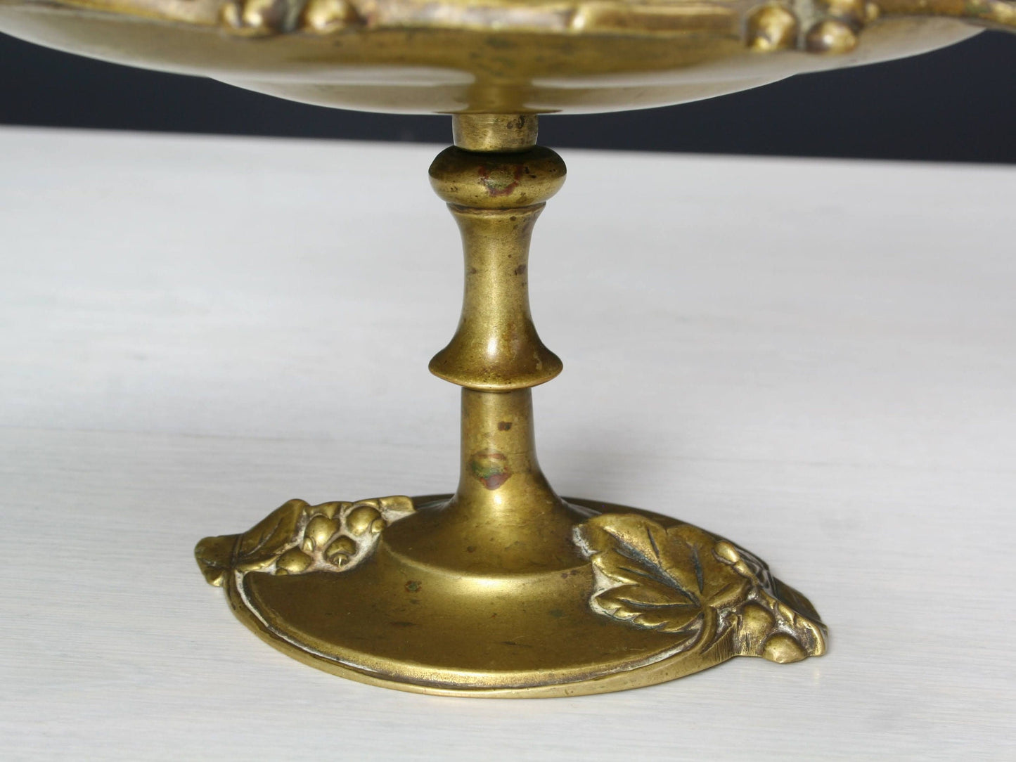 Antique Bronze Pedestal Dish | Catch All Tray, or Trinket Dish | French Country Style Kitchen Decor