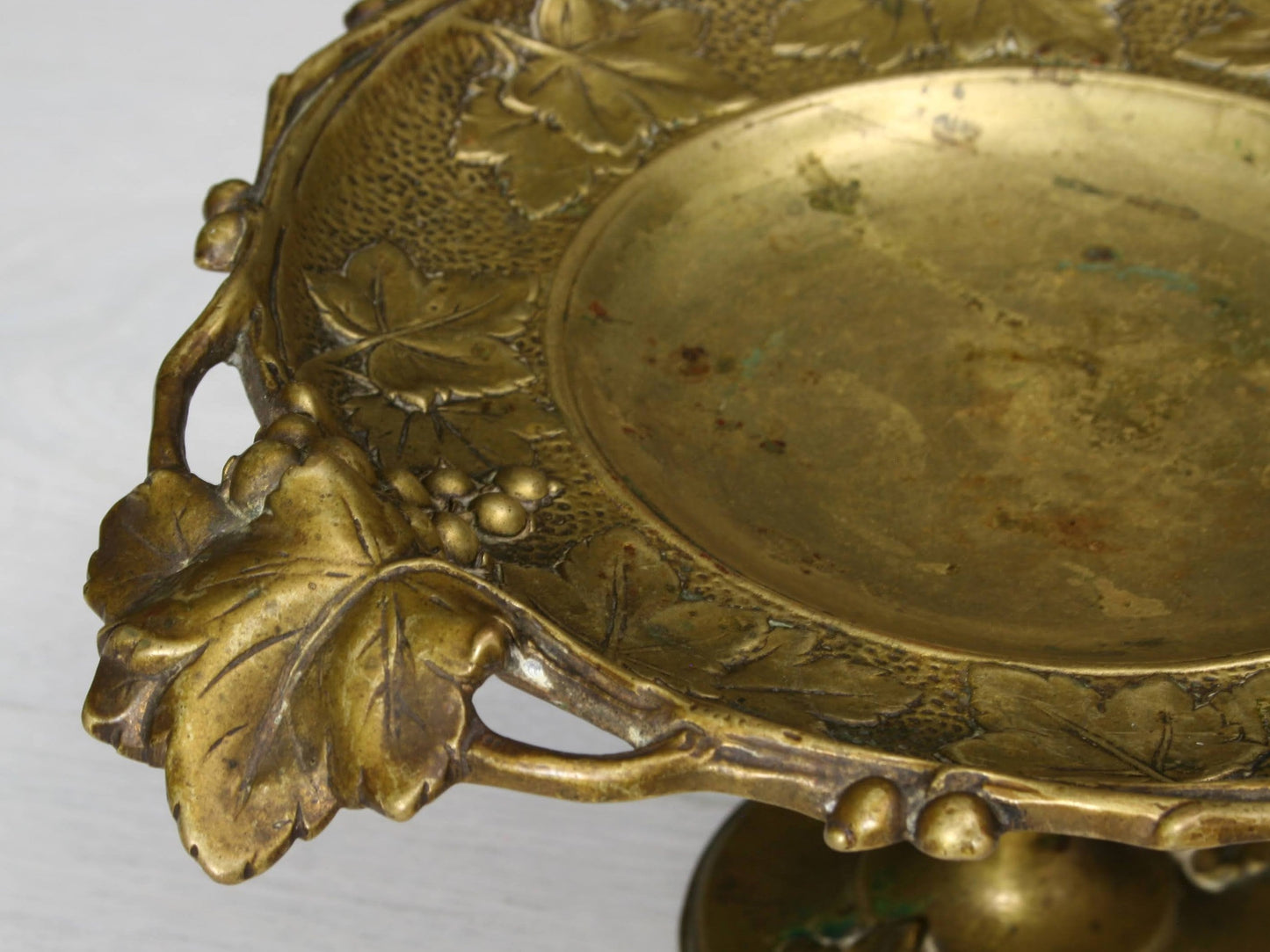 Antique Bronze Pedestal Dish | Catch All Tray, or Trinket Dish | French Country Style Kitchen Decor
