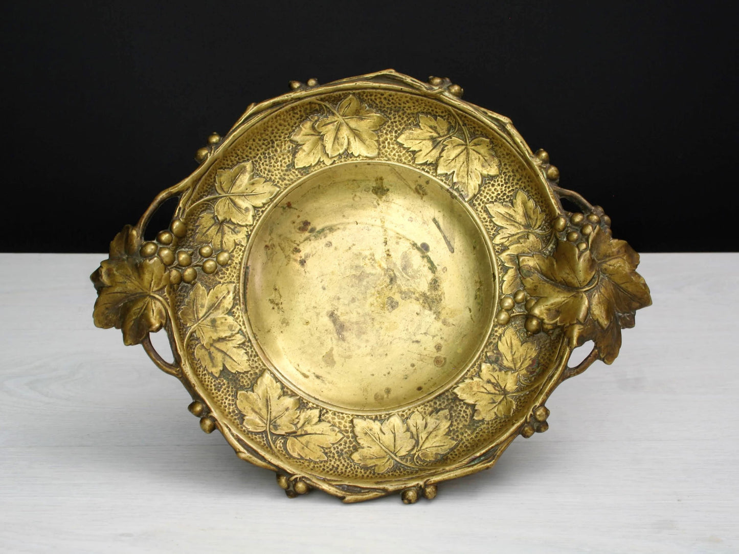 Antique Bronze Pedestal Dish | Catch All Tray, or Trinket Dish | French Country Style Kitchen Decor
