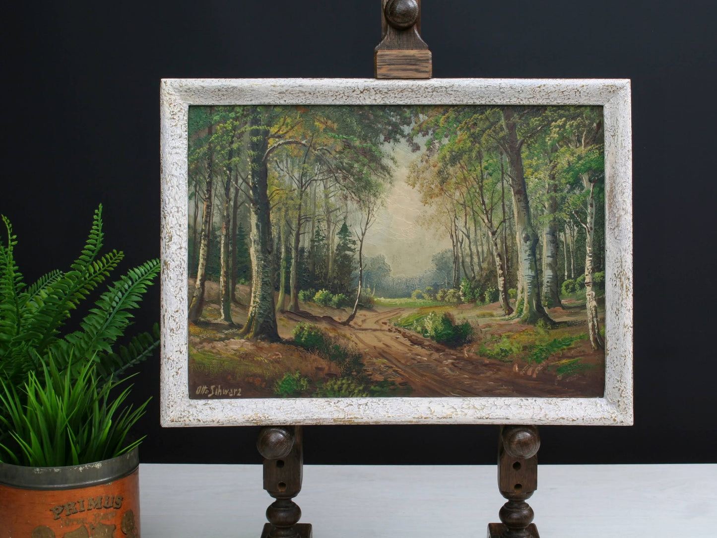 German Art Forest Painting by Otto Schwarz | Original Artwork Paintings On Wood | Oil Paintings, Nature Paintings & Vintage Painting Deals