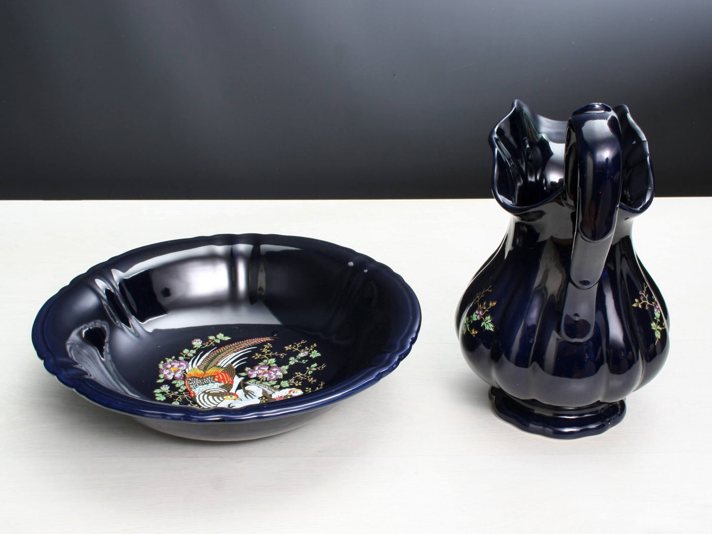 Vintage Wash Basin 4 piece set - pitcher, wash basin, soap dish & toothbrush holder | Vintage Decor Home Decorations | Bathroom Decor Deals