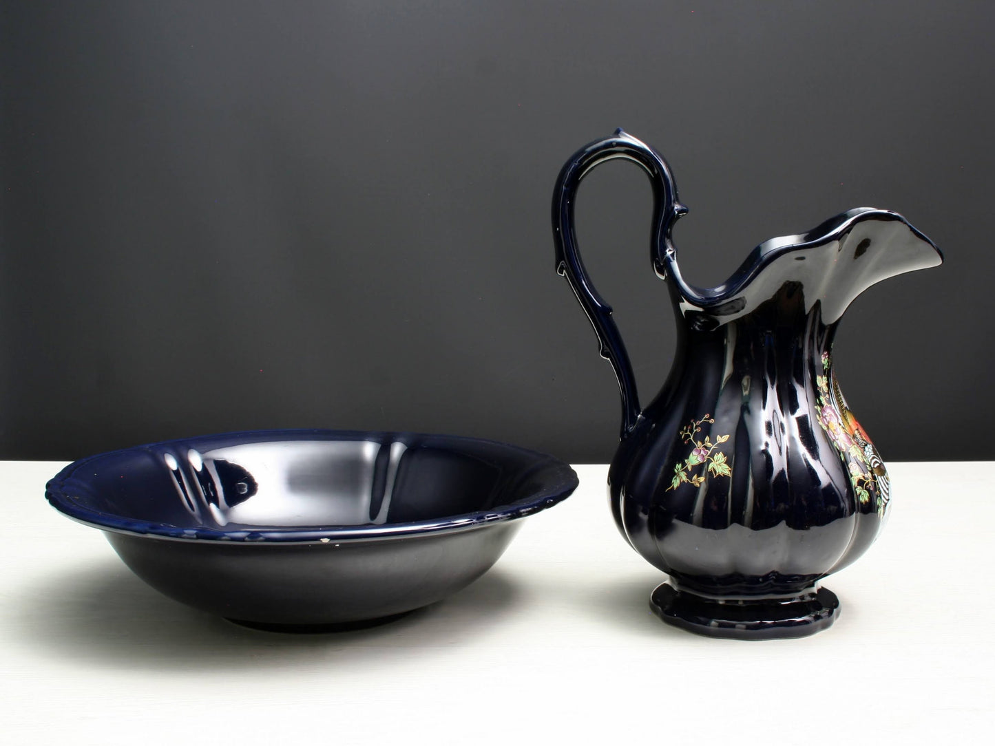 Vintage Wash Basin 4 piece set - pitcher, wash basin, soap dish & toothbrush holder | Vintage Decor Home Decorations | Bathroom Decor Deals