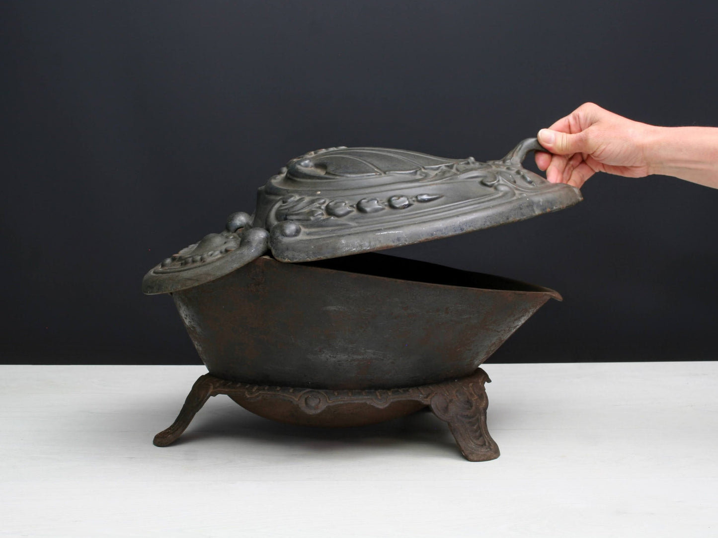 Cast Iron Coal Scuttle | Antique Coal Bucket | Fireplace Decor | Antique Iron Ash Bucket | Antique Decor Fireplace Tools