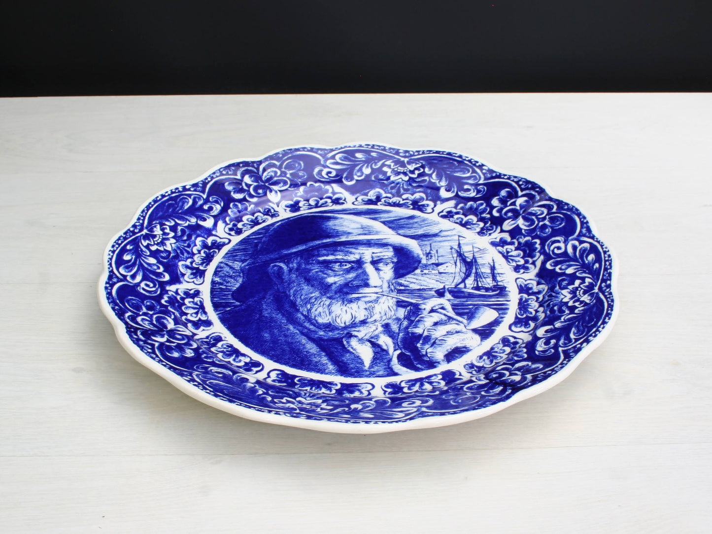 Delftware Blue Charger Plate - Belgium Vintage Pottery | Wall Decor Plate | Unique Cake Plate