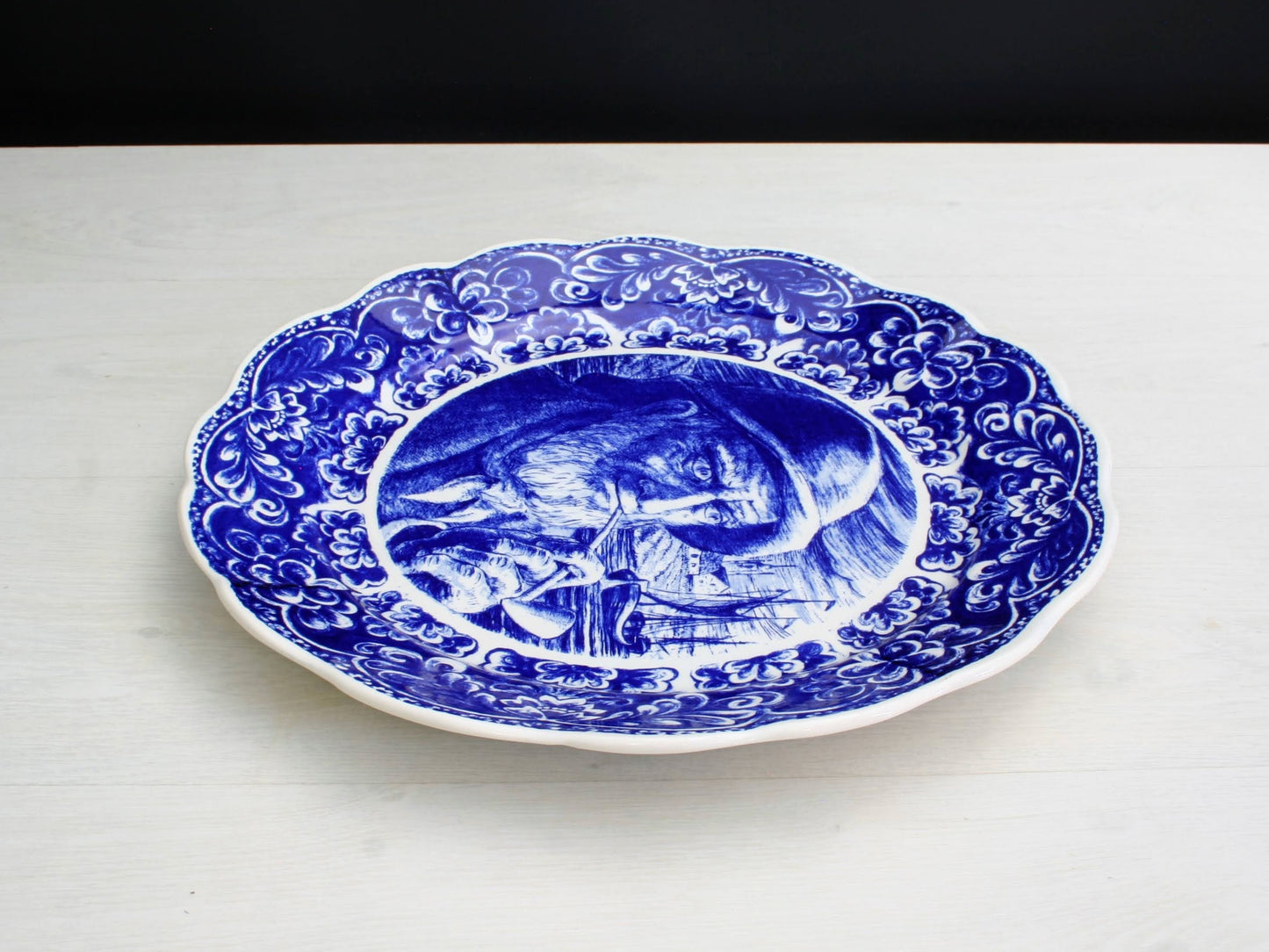 Delftware Blue Charger Plate - Belgium Vintage Pottery | Wall Decor Plate | Unique Cake Plate