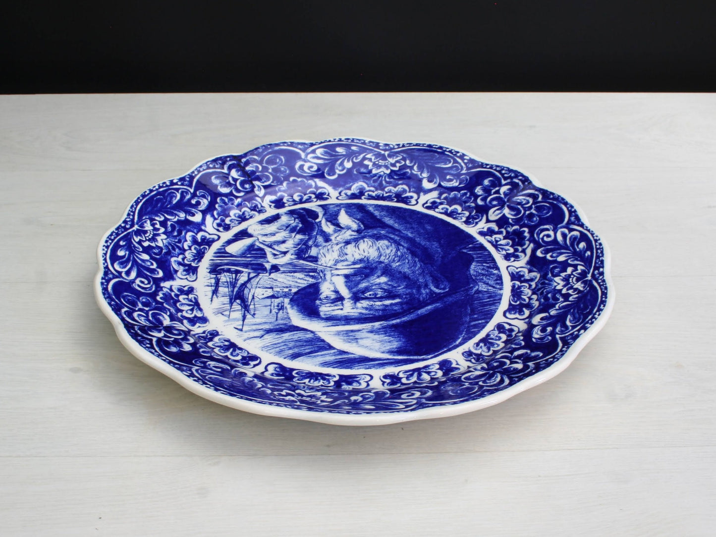 Delftware Blue Charger Plate - Belgium Vintage Pottery | Wall Decor Plate | Unique Cake Plate
