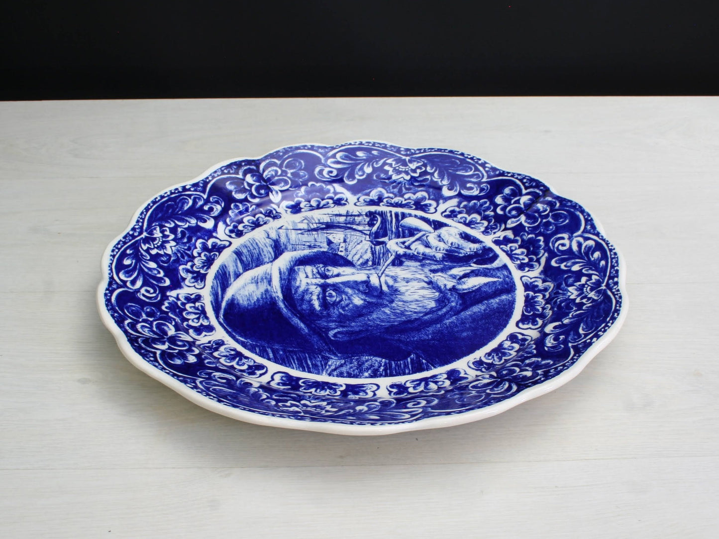 Delftware Blue Charger Plate - Belgium Vintage Pottery | Wall Decor Plate | Unique Cake Plate