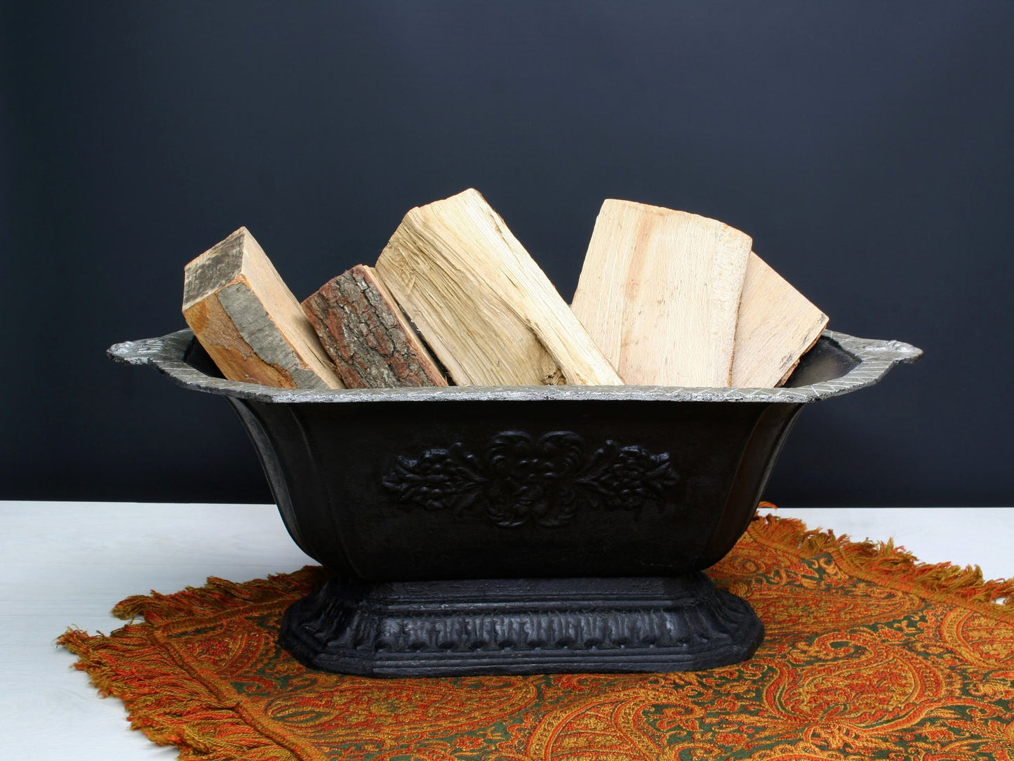 Cast Iron Coal Scuttle | Fireplace Decor Ash Bucket | Antique Iron Fireplace Tools | Unique Gifts, Mantel Decor & Farmhouse Decor