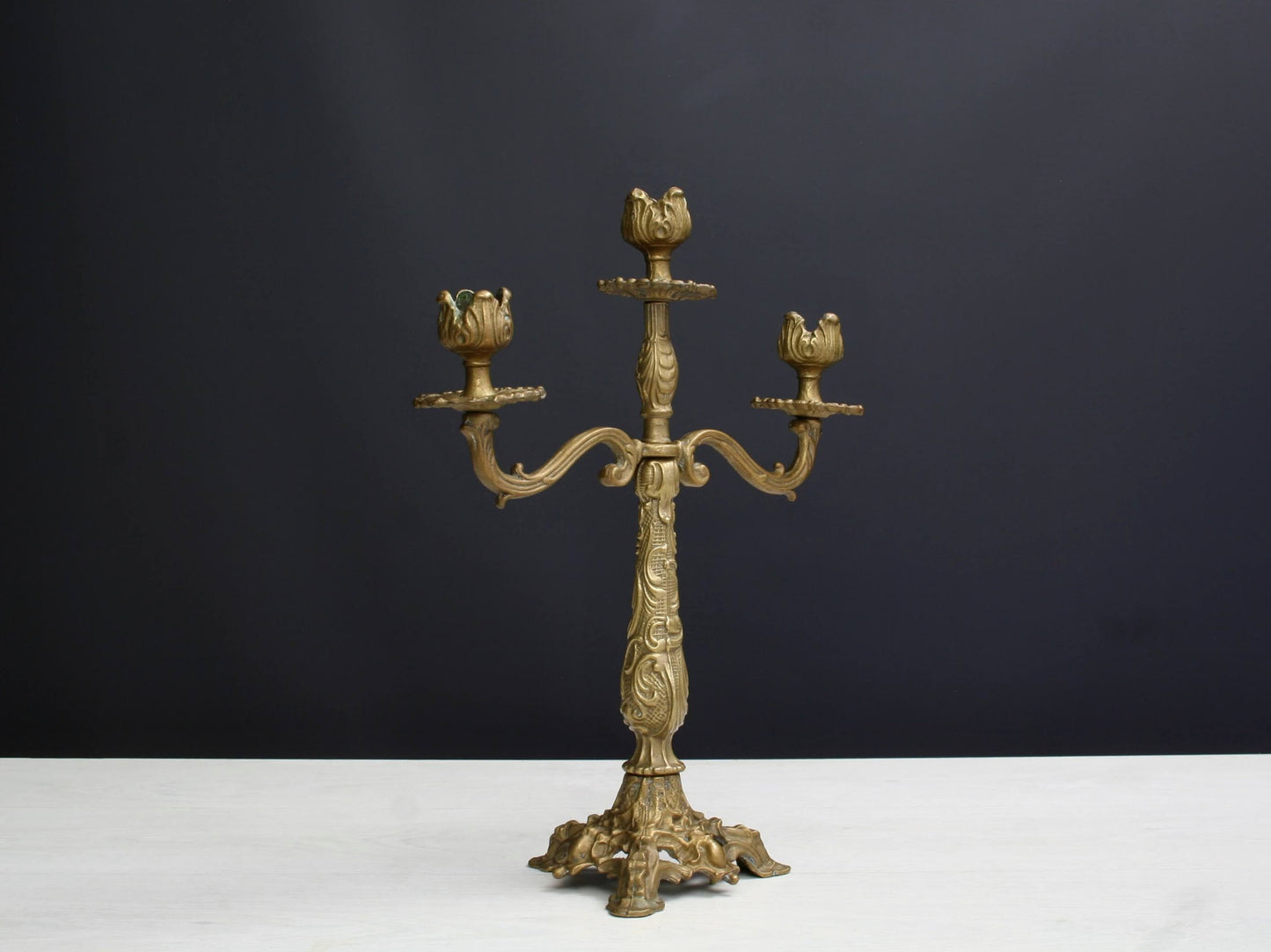 Brass Candelabra , Candle Stick Holder | French Decor ,Brass Candle Holder | Vintage Home Decor , Church Candle Holder