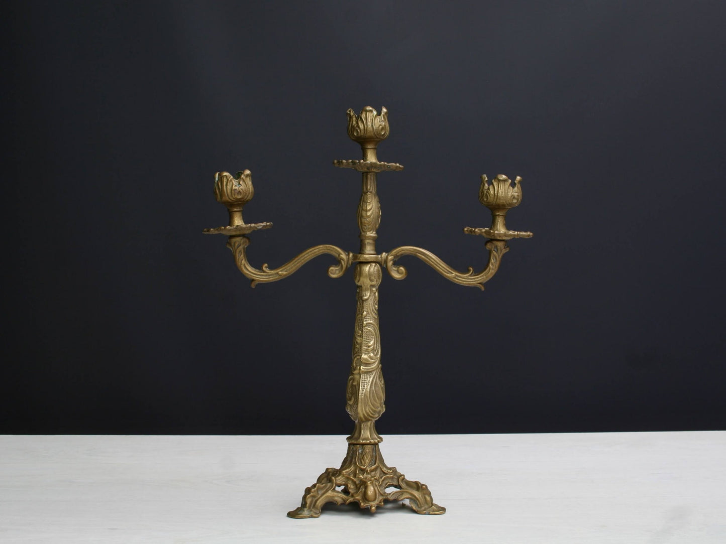 Brass Candelabra , Candle Stick Holder | French Decor ,Brass Candle Holder | Vintage Home Decor , Church Candle Holder