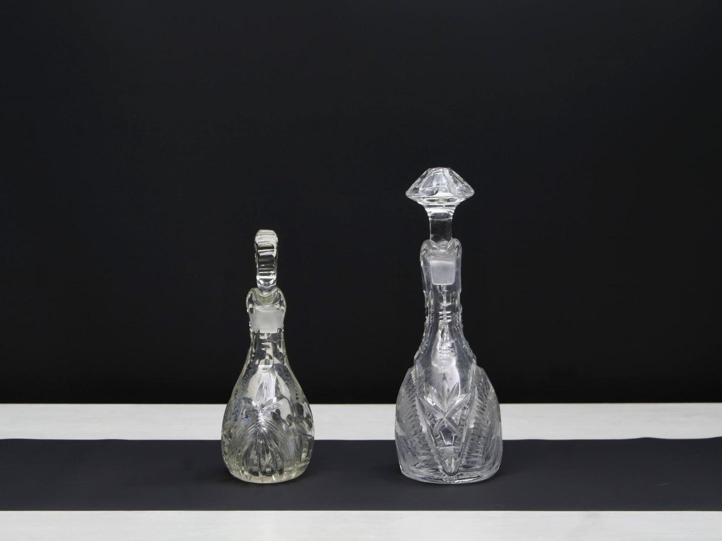Unique Crystal Decanter Set | Oil Dispenser Cruet | Kitchen Decor Collectibles | Vintage Tableware