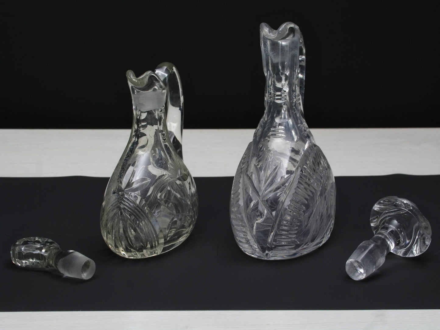 Unique Crystal Decanter Set | Oil Dispenser Cruet | Kitchen Decor Collectibles | Vintage Tableware
