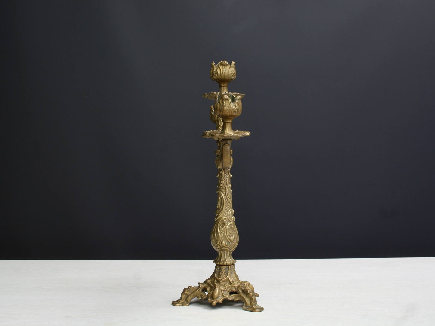 Brass Candelabra , Candle Stick Holder | French Decor ,Brass Candle Holder | Vintage Home Decor , Church Candle Holder