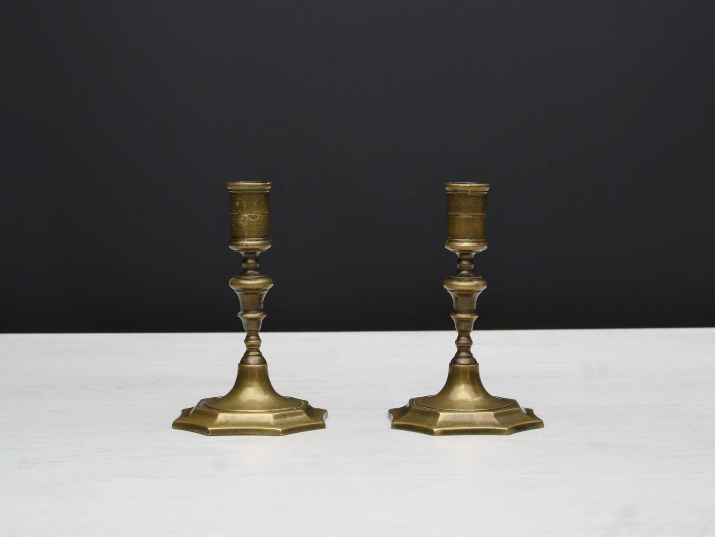 Pair of Brass Candle Holders | Mantel Decor Candle Stick Holder | Table Decor Candle Holder Set