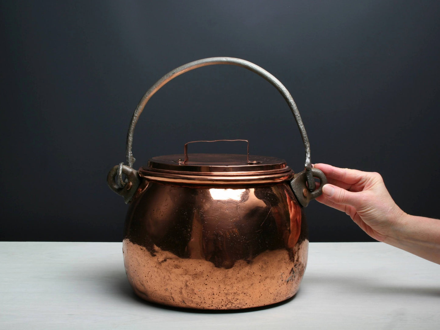Antique Copper Pot, Turn Of The Century | Copper Cauldron, Fireplace Decor