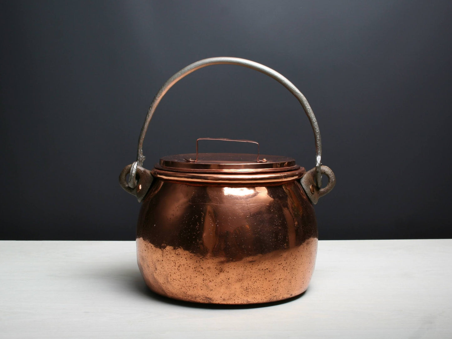 Antique Copper Pot, Turn Of The Century | Copper Cauldron, Fireplace Decor