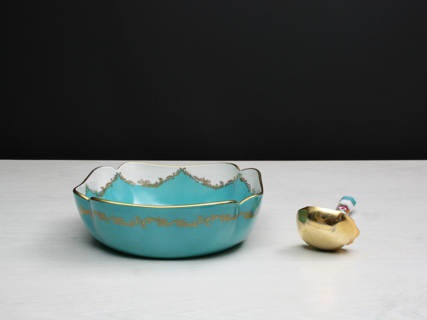Porcelain Serving Bowl & Ladle | French Decor Kitchenware | Table Decor Serving Dish | Wedding Gift and Unique Gift Deals