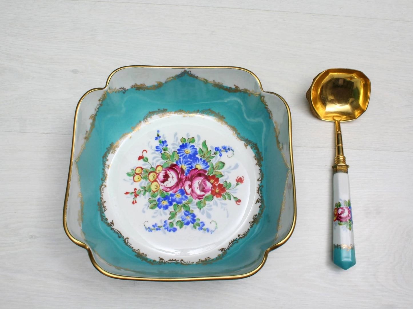 Porcelain Serving Bowl & Ladle | French Decor Kitchenware | Table Decor Serving Dish | Wedding Gift and Unique Gift Deals