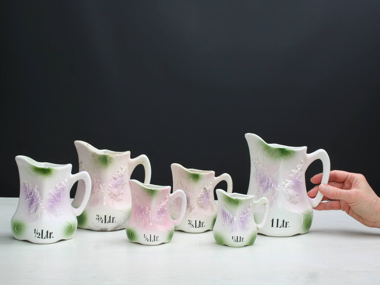 Antique Measuring Pitcher Set | 6 Pitchers-Measuring Cups | Antique Decor Kitchenware, Kitchen Accessories & Unique Gifts