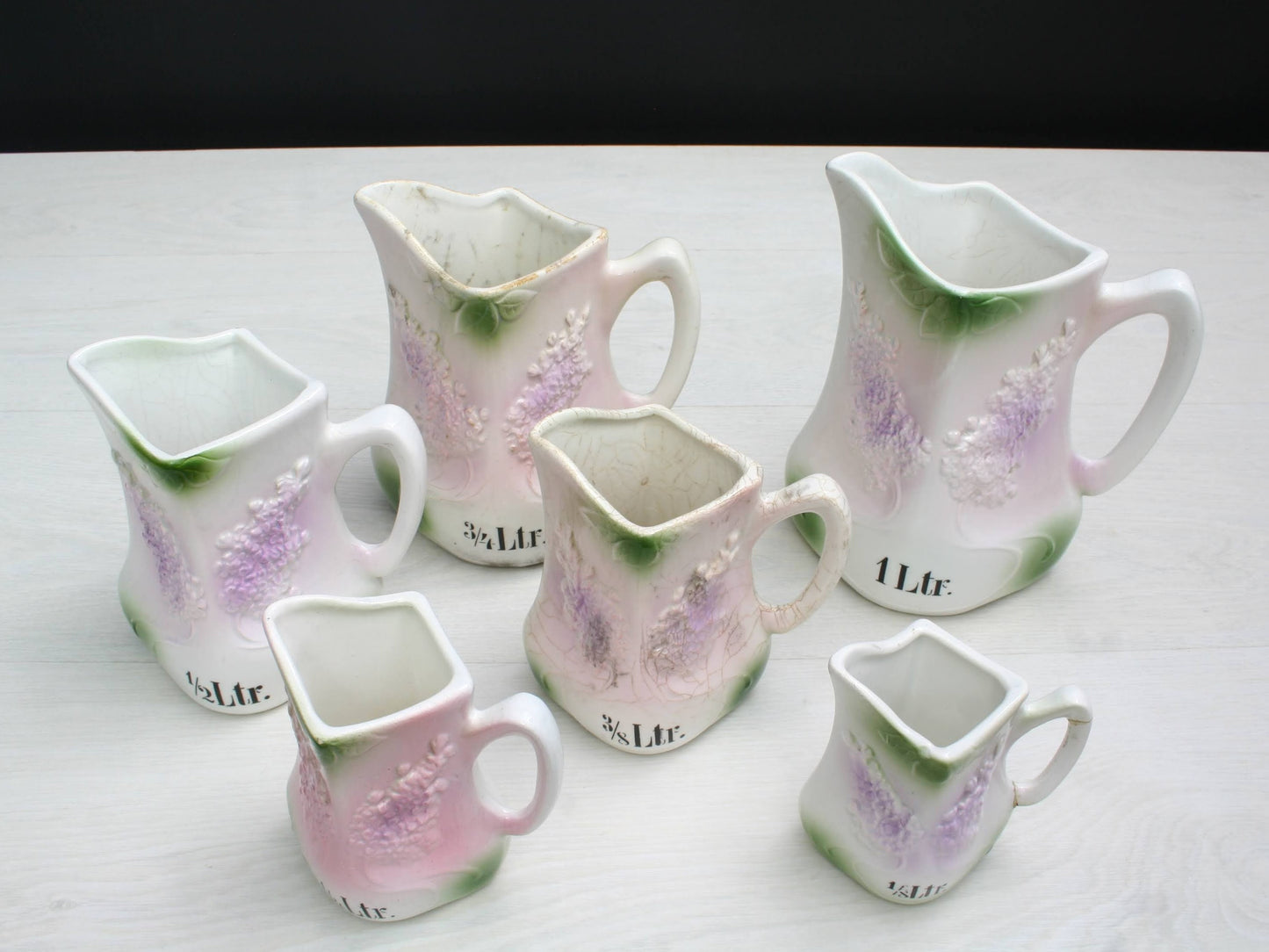 Antique Measuring Pitcher Set | 6 Pitchers-Measuring Cups | Antique Decor Kitchenware, Kitchen Accessories & Unique Gifts