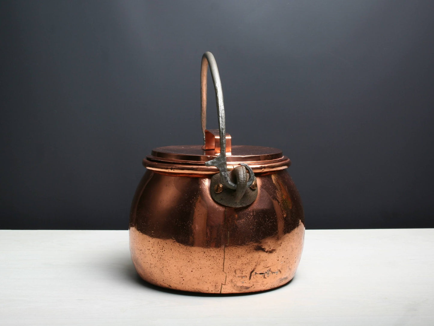 Antique Copper Pot, Turn Of The Century | Copper Cauldron, Fireplace Decor