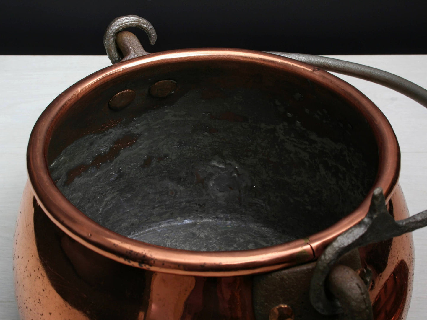 Antique Copper Pot, Turn Of The Century | Copper Cauldron, Fireplace Decor