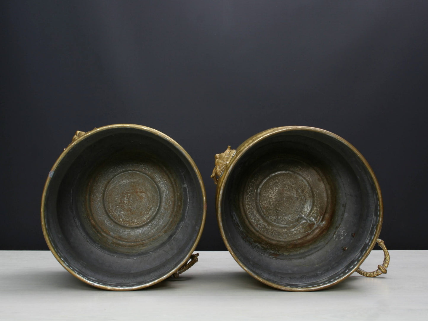 French Antique Brass Plant Holders