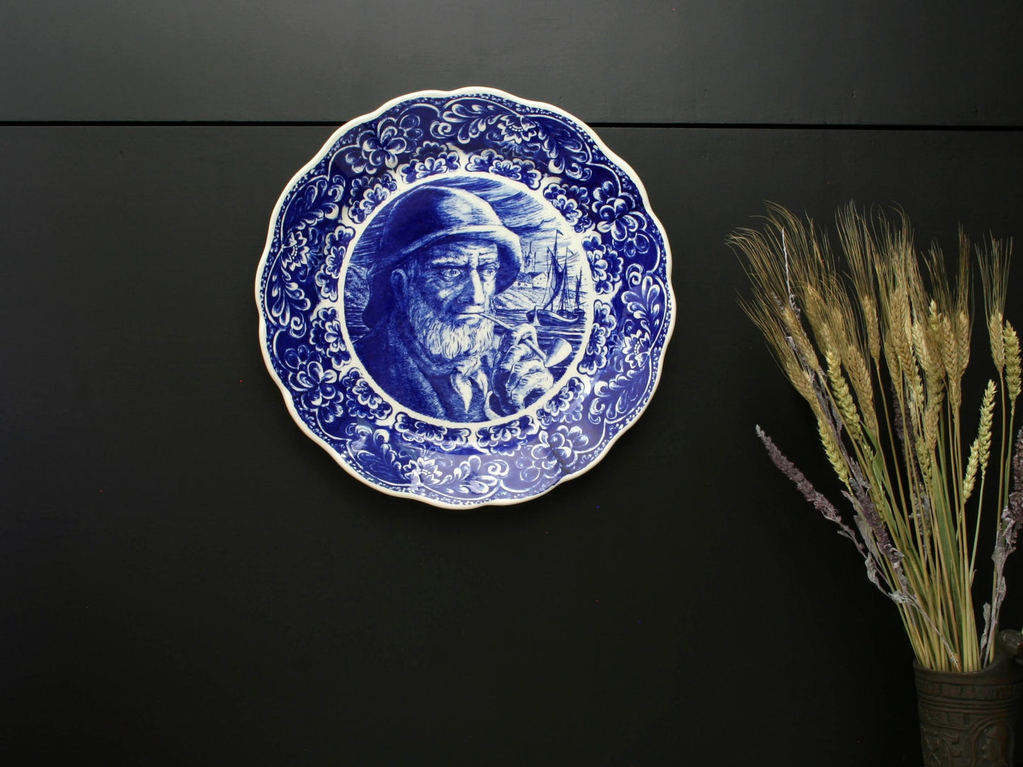 Delftware Blue Charger Plate - Belgium Vintage Pottery | Wall Decor Plate | Unique Cake Plate