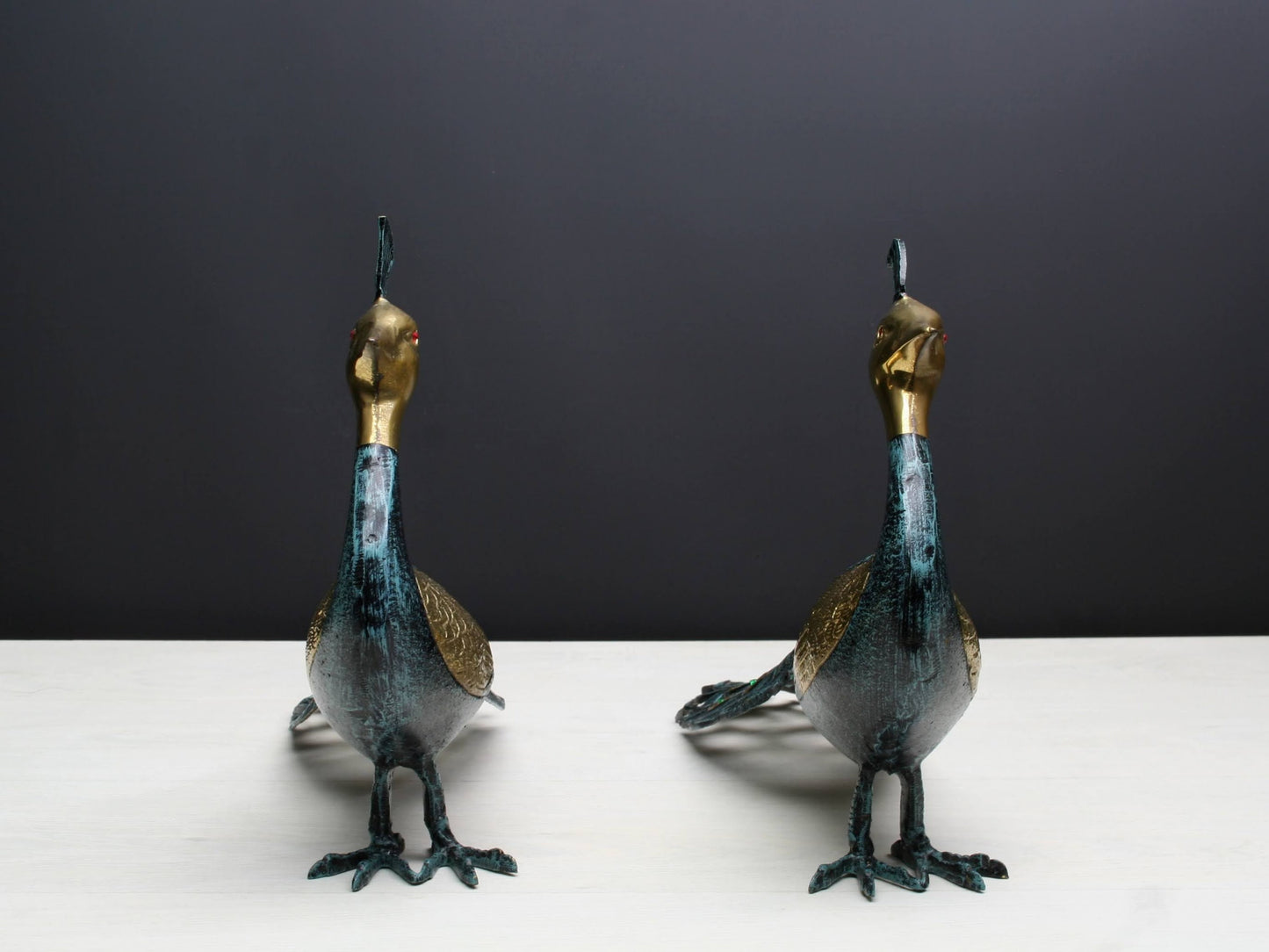 Stunning Brass Peacock Bird Figurines | Collectible -Peacock Decor