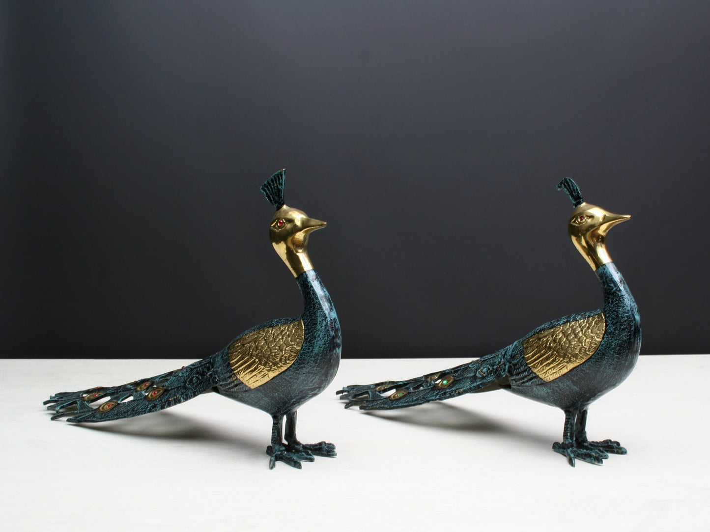 Stunning Brass Peacock Bird Figurines | Collectible -Peacock Decor
