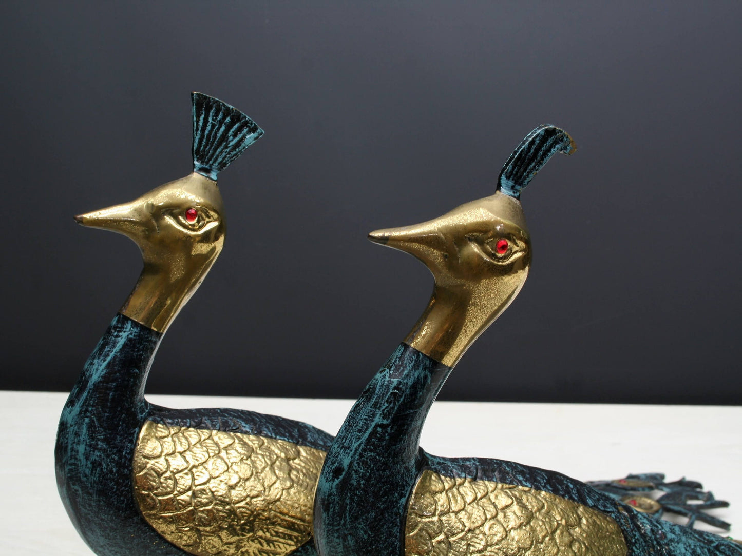 Stunning Brass Peacock Bird Figurines | Collectible -Peacock Decor