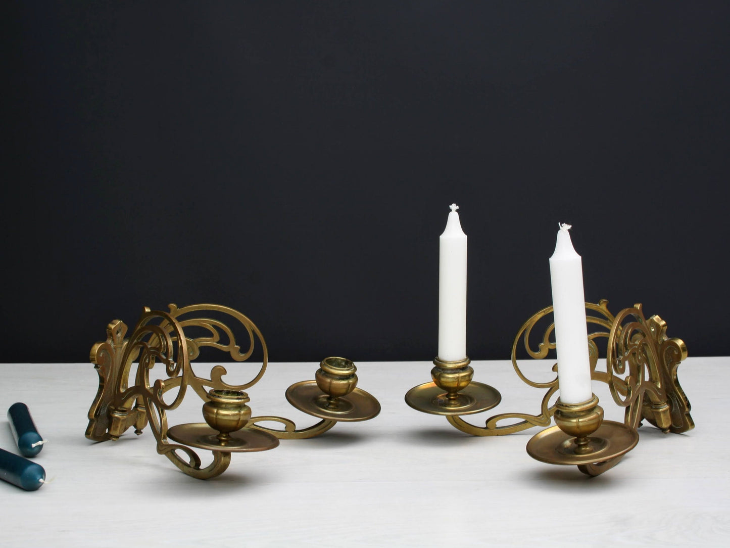 French Antique-Candle Wall Sconces | Candle Stick Holders- Vintage Home Decor