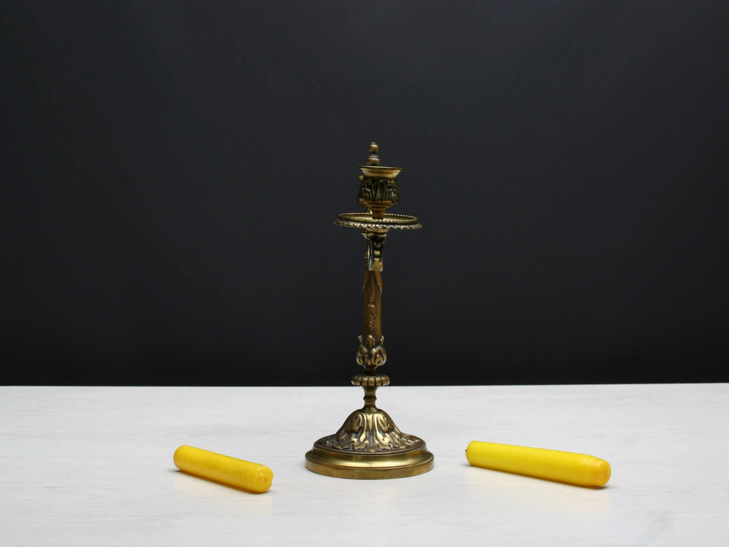 Brass Candle Holder - Table Decor Vintage Art | Taper Candle Holder for Candle Centerpiece & Mantel Decor
