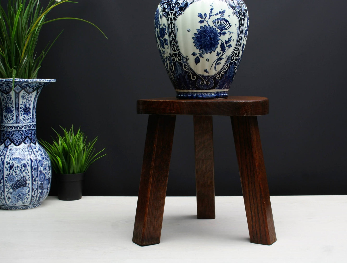 Vintage Wooden Stool, Wood Step Stool | Farmhouse Decor, Wood Plant Stand