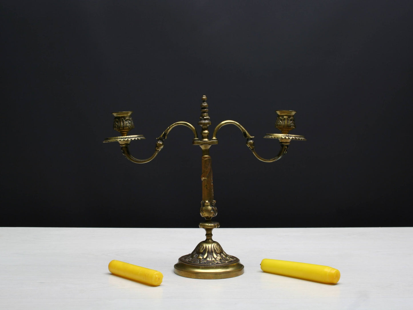 Brass Candle Holder - Table Decor Vintage Art | Taper Candle Holder for Candle Centerpiece & Mantel Decor