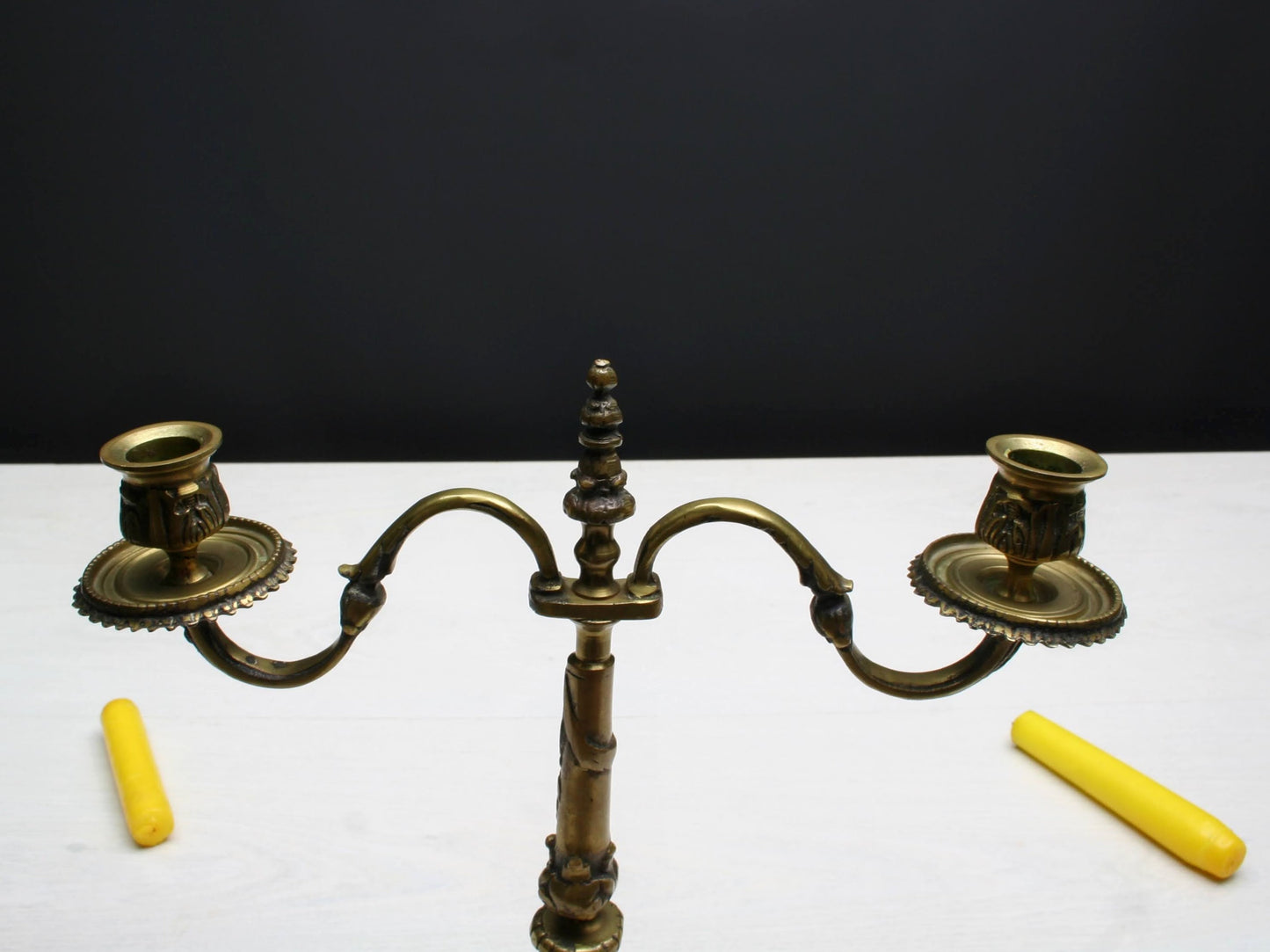Brass Candle Holder - Table Decor Vintage Art | Taper Candle Holder for Candle Centerpiece & Mantel Decor