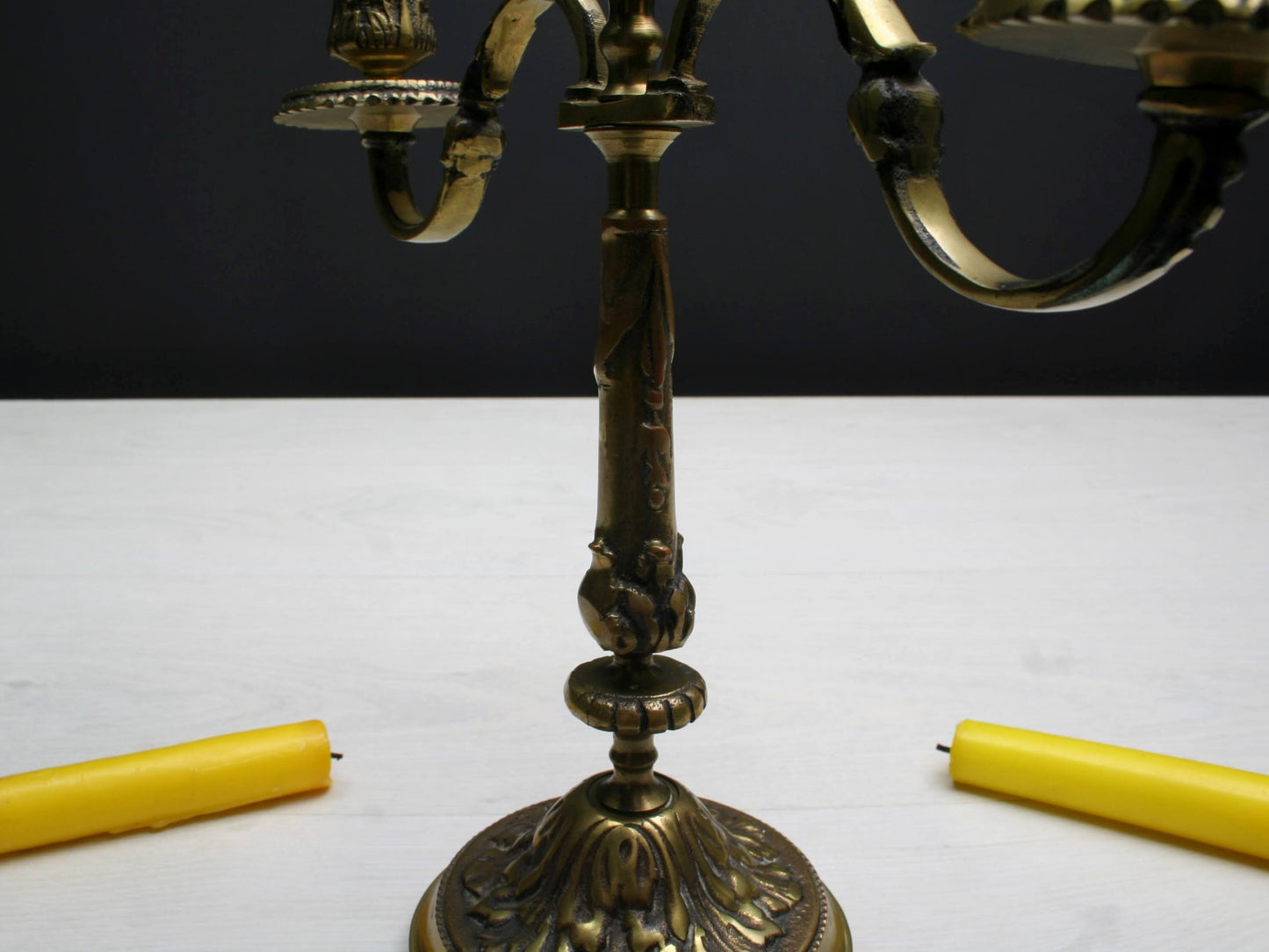Brass Candle Holder - Table Decor Vintage Art | Taper Candle Holder for Candle Centerpiece & Mantel Decor