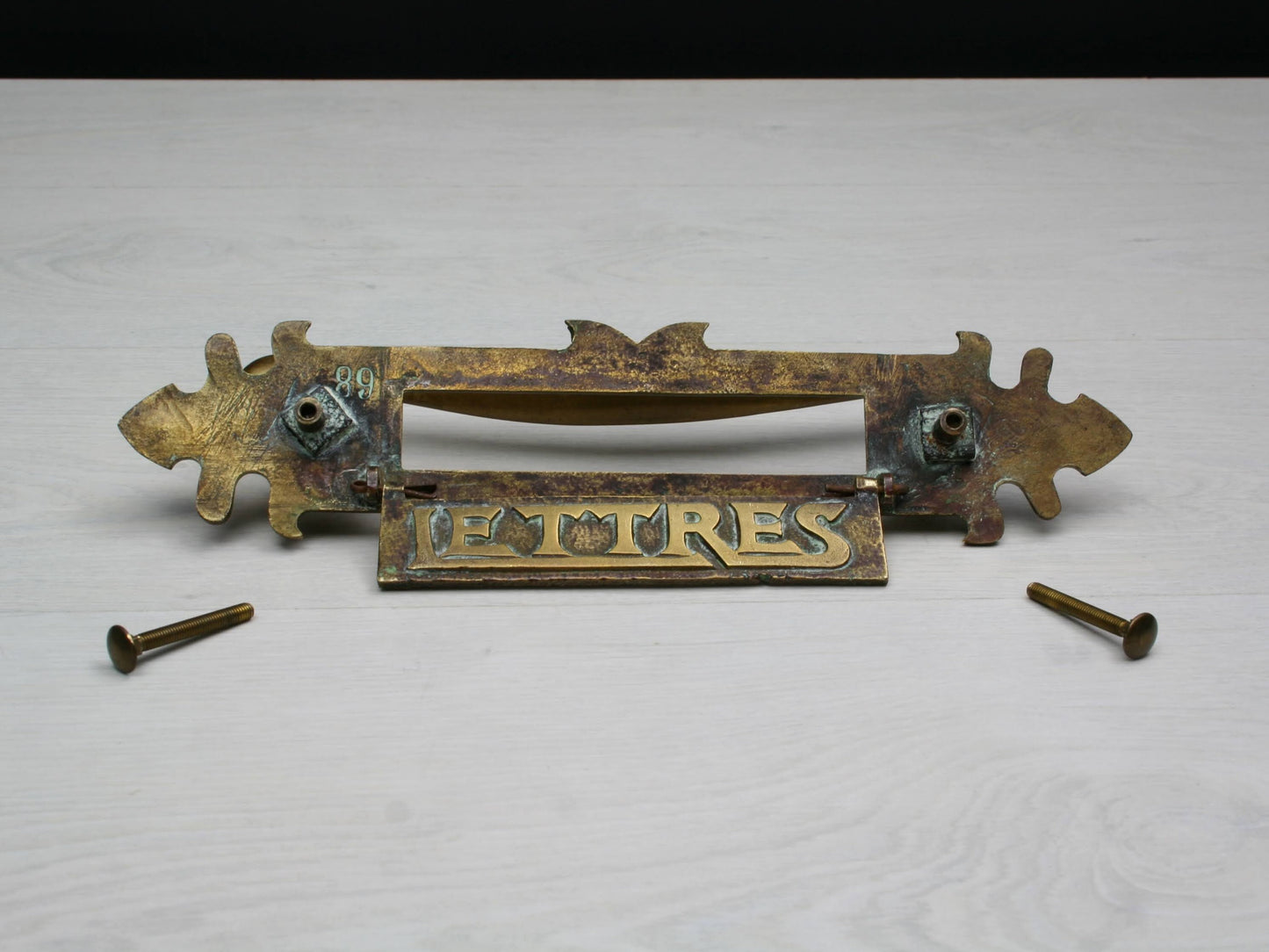 French Antique Door Mail Slot | French Country Style-Brass Door Pull