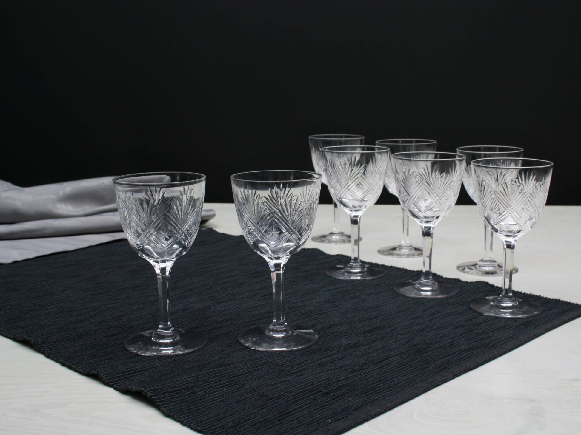 Cut Crystal Glasses Set of 8, Napoleon 3 | Liquor Glasses,Whiskey Glasses | Barware Set