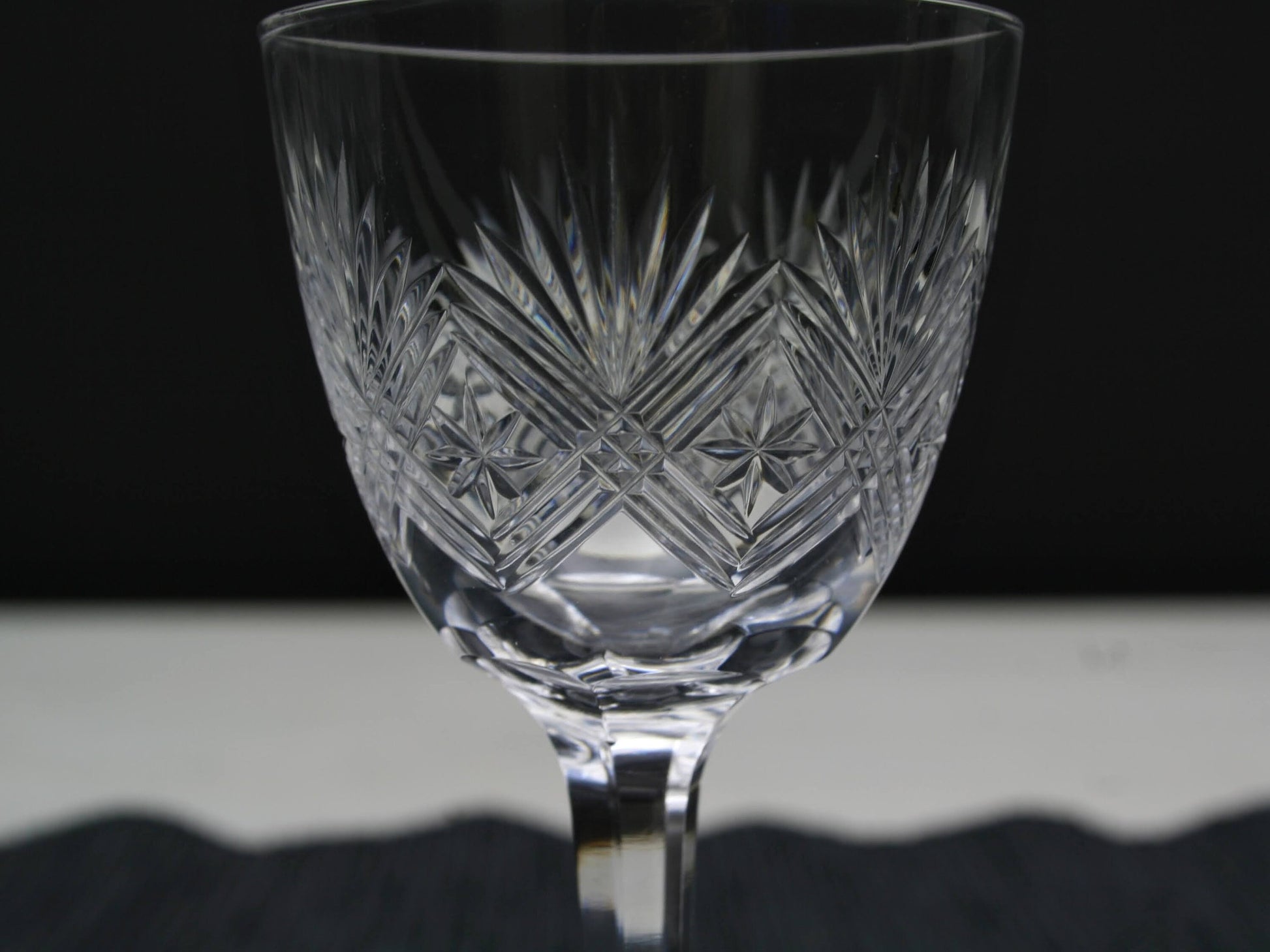Set of 7 Cut Crystal Glasses , Napoleon 3 | Antique Liquor Glasses-Whiskey Glasses | Barware Set